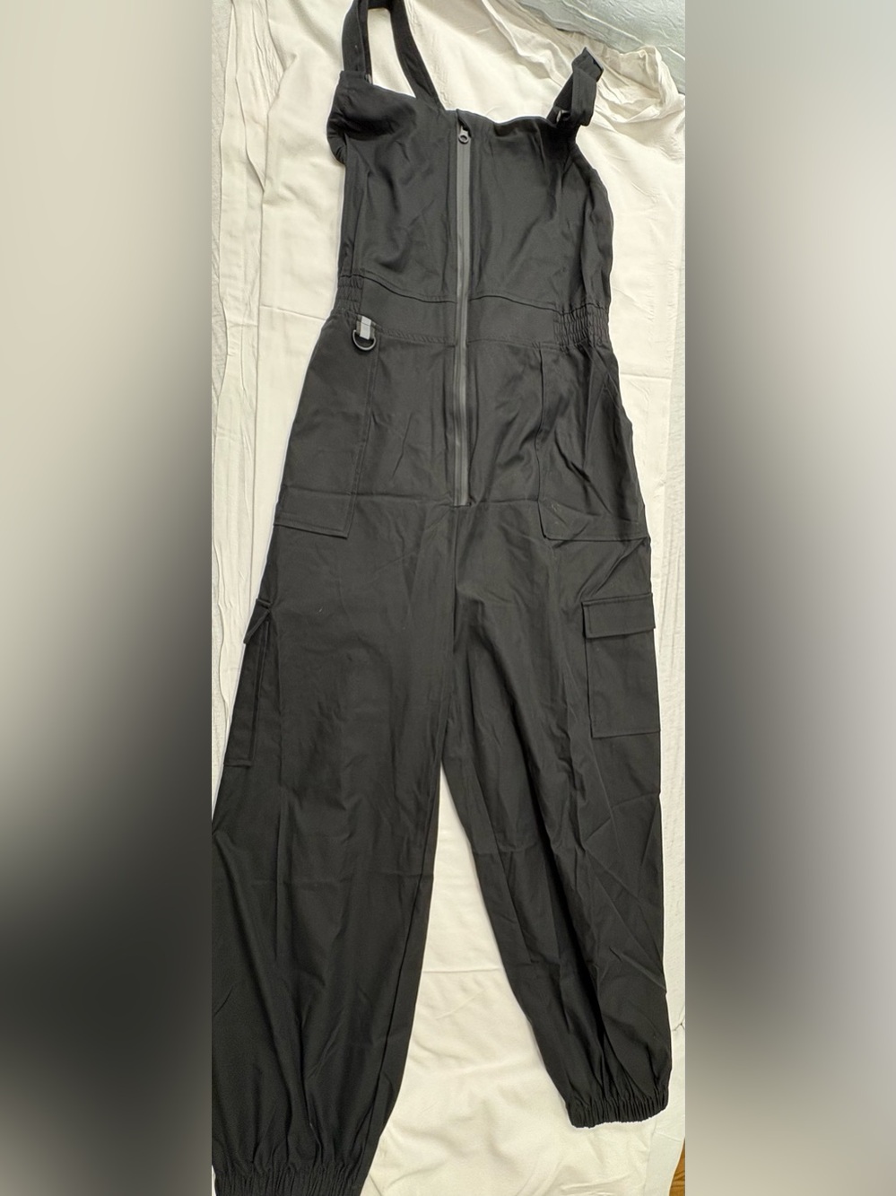 HALARA NWT Black Cargo Jumpsuit with Front Zip